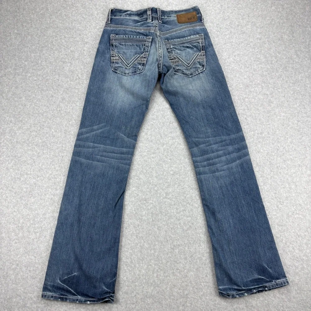 BKE Carter Jeans Mens 26R Blue Straight Distressed Denim Y2K Grunge Western Moto